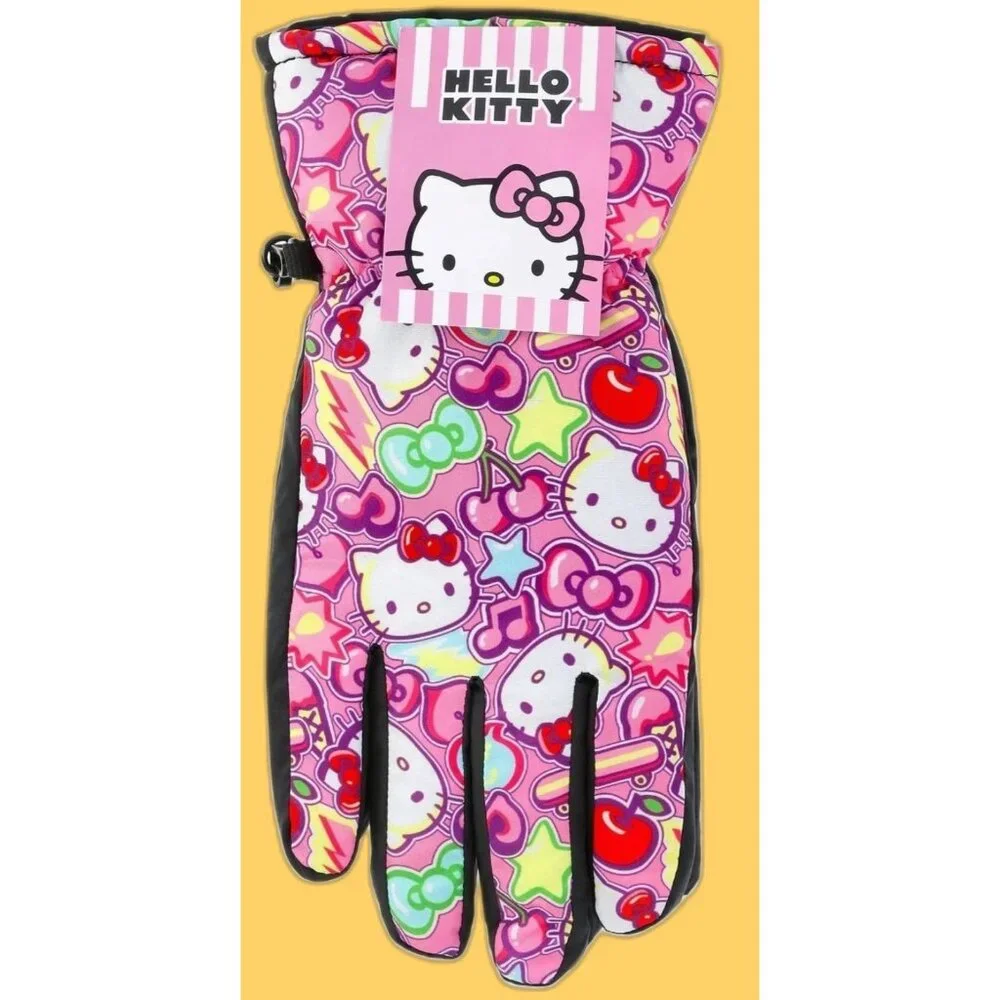 Hello Kitty Girls Winter Ski Gloves Water Resistant Insulated NWT L-XL